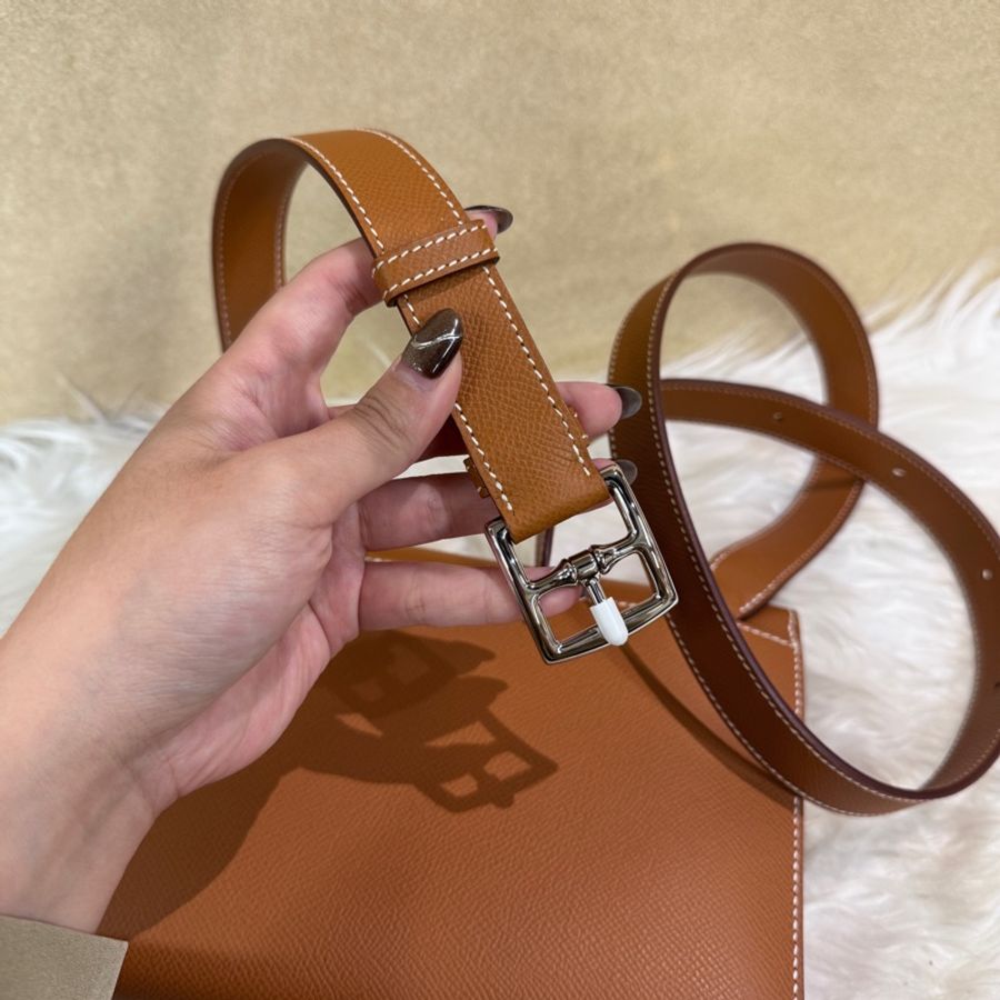 Hermes Sac a depeches21 金棕銀Epsom郵差包 K刻2025離櫃品-12