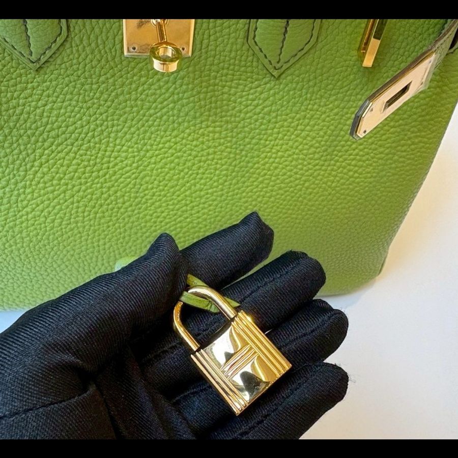 Hermes 綠皮金釦柏金包 30-5