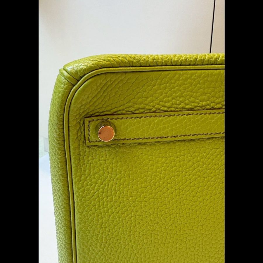 Hermes 綠皮金釦柏金包 30-13