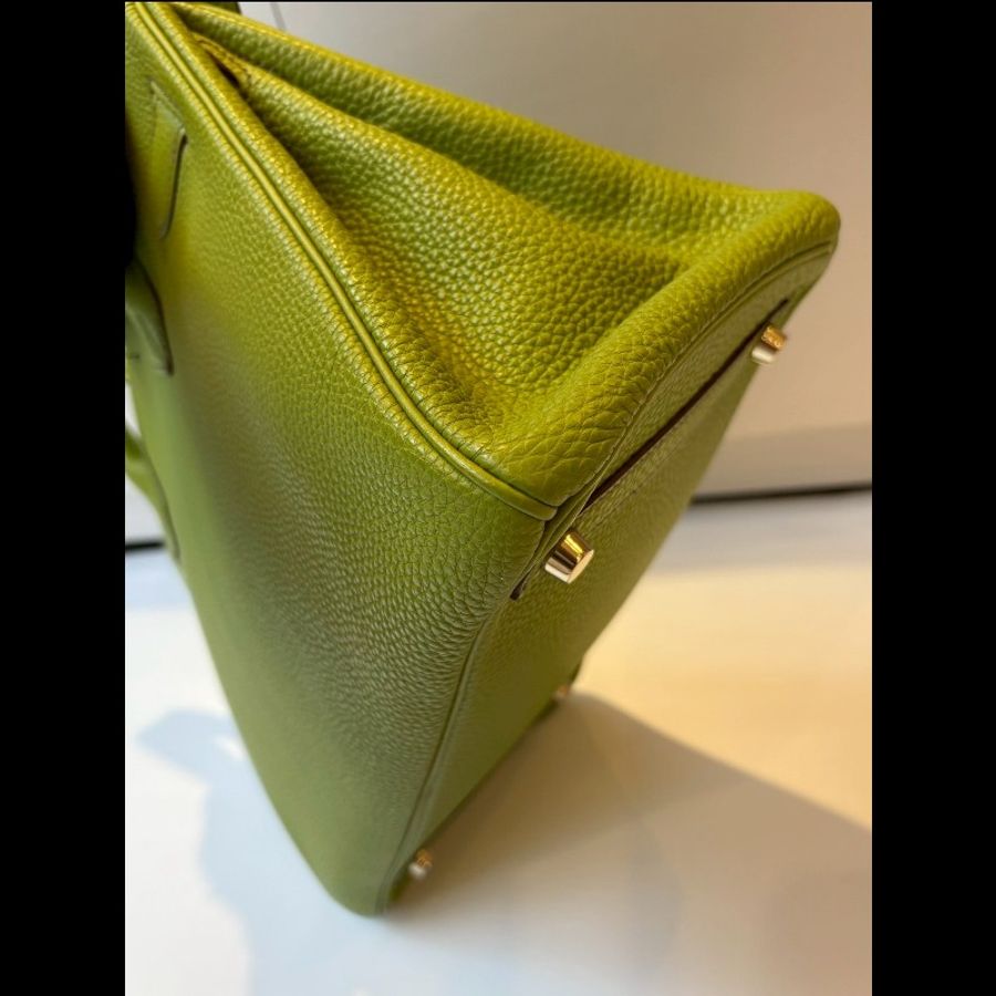 Hermes 綠皮金釦柏金包 30-21
