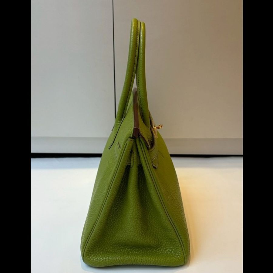 Hermes 綠皮金釦柏金包 30-29