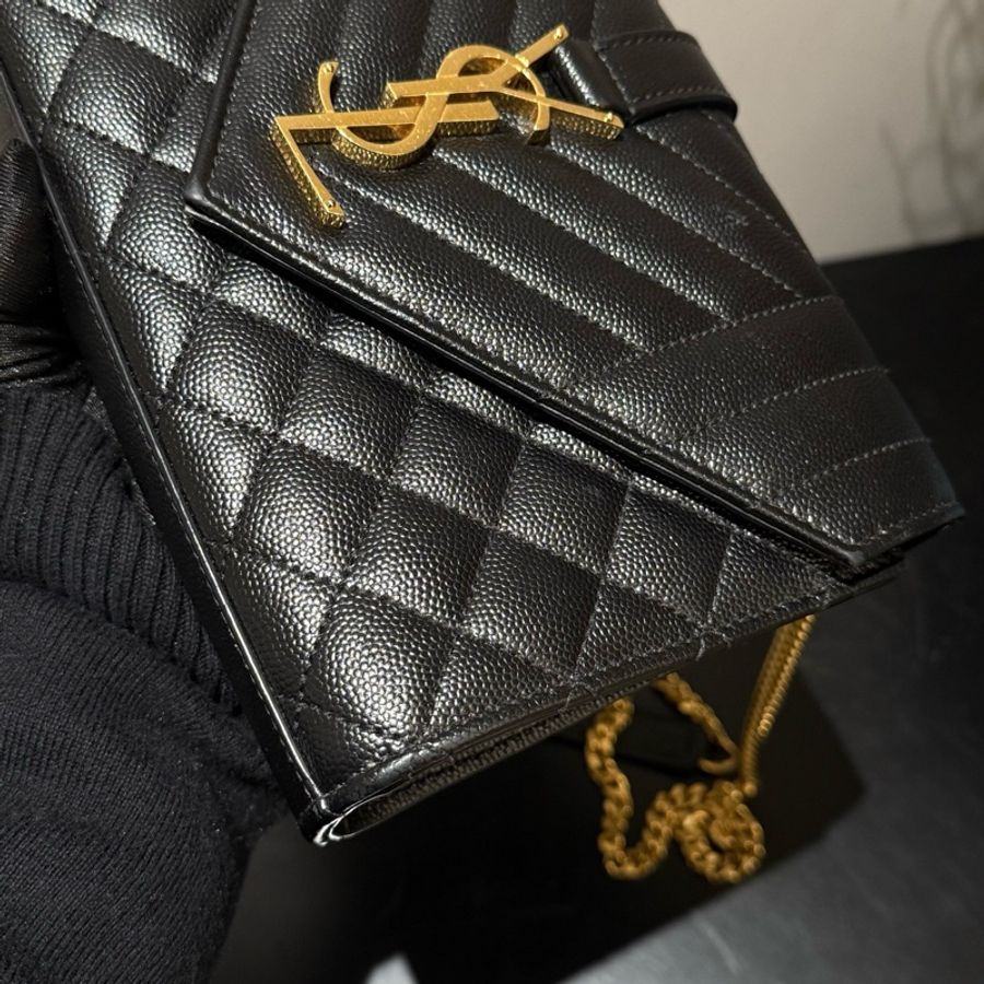 Ysl 黑金魚子醬信封包 21年 無附件-6