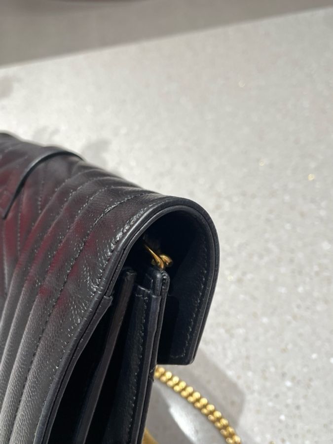 Ysl 黑金魚子醬信封包 無附件-6