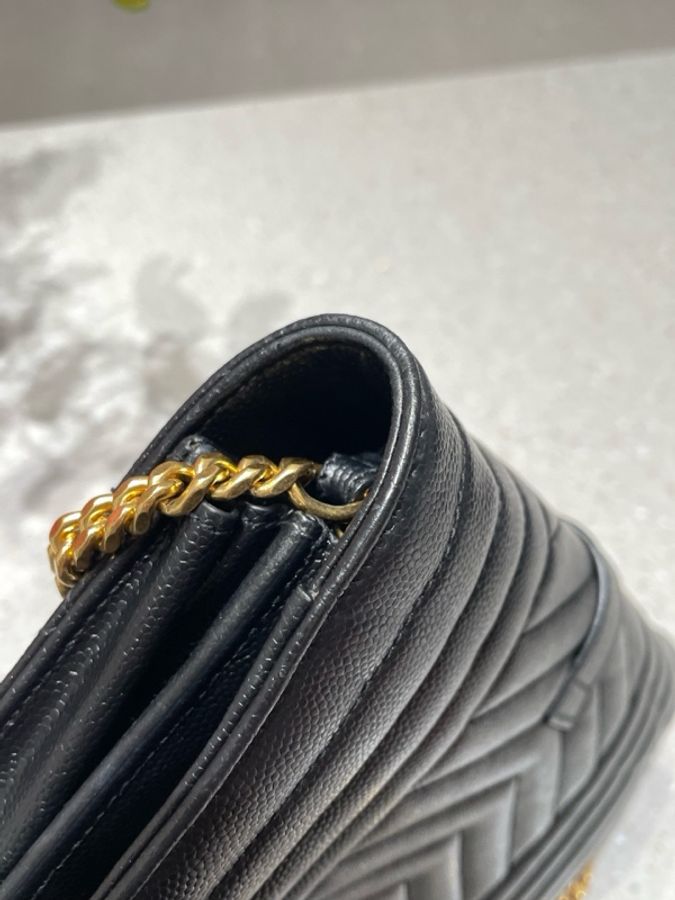 Ysl 黑金魚子醬信封包 無附件-7