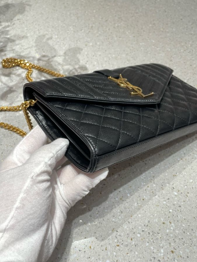 Ysl 黑金魚子醬信封包 無附件-11
