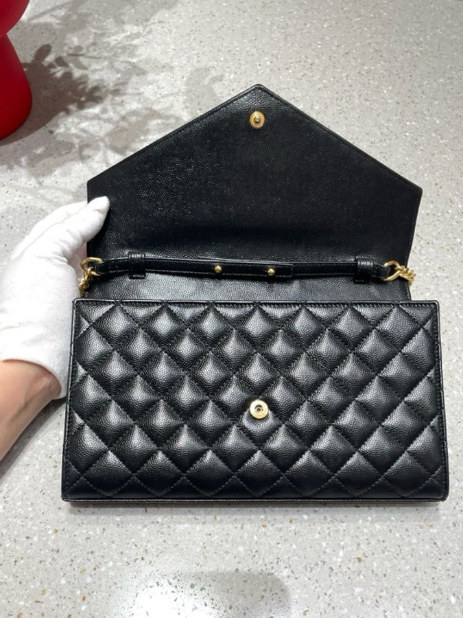 Ysl 黑金魚子醬信封包 無附件-16