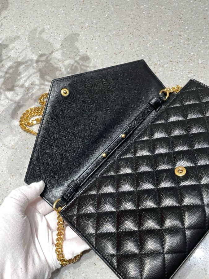 Ysl 黑金魚子醬信封包 無附件-17