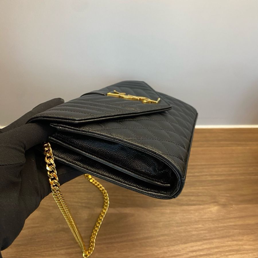Ysl 黑金魚子醬信封包 無附件-2