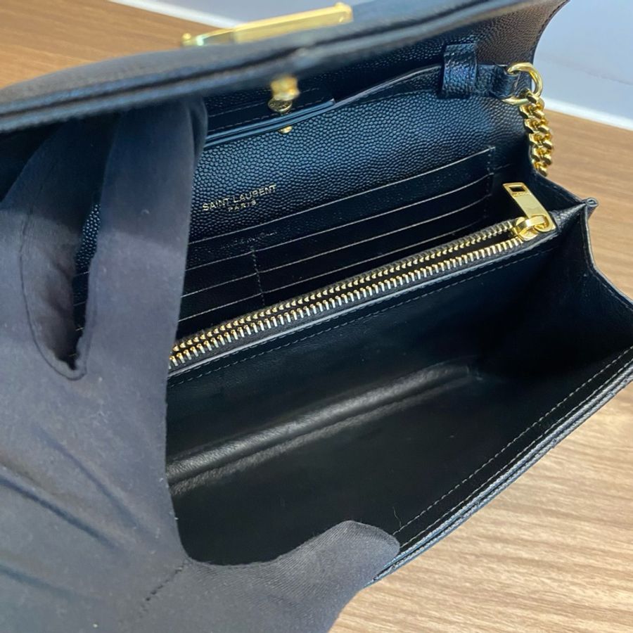 Ysl 黑金魚子醬信封包 無附件-7