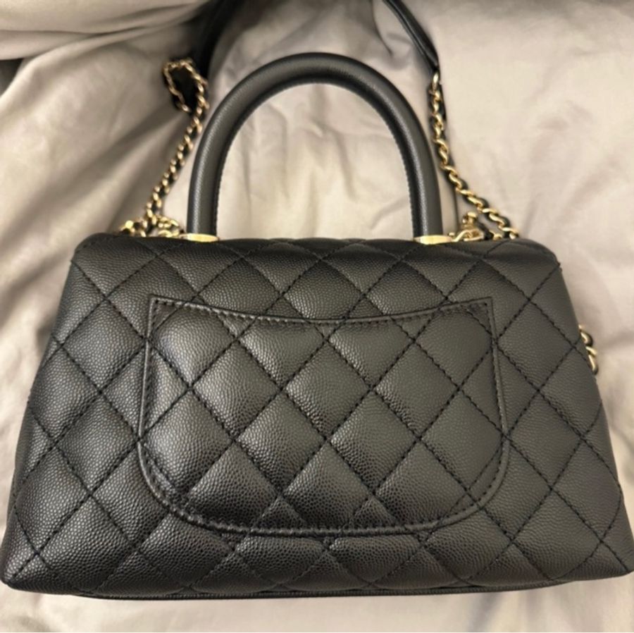 Chanel Coco handle small 黑淡金 手提肩背包 經典款 尺寸:小號-6