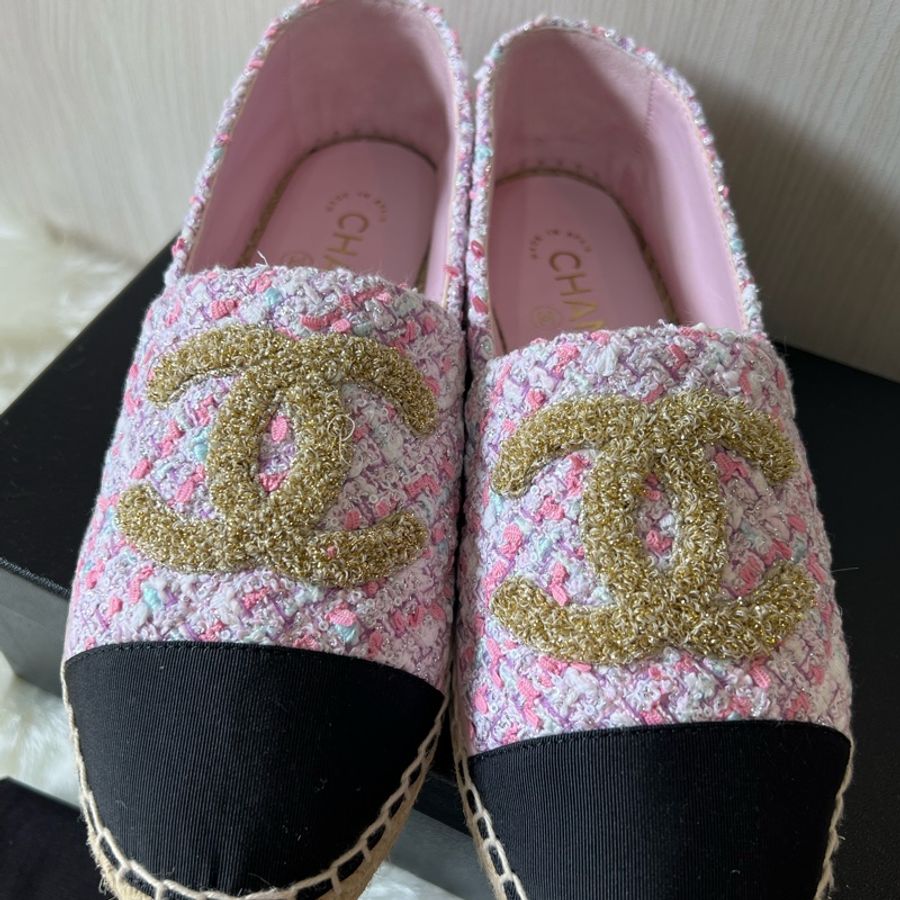 Chanel 超美毛呢 漁夫鞋 草編鞋 鉛筆鞋(全新閒置品)-1