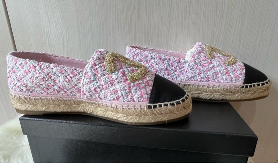 Chanel 超美毛呢 漁夫鞋 草編鞋 鉛筆鞋(全新閒置品)-2