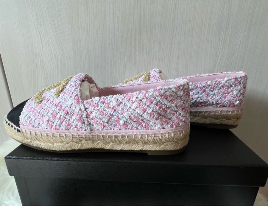 Chanel 超美毛呢 漁夫鞋 草編鞋 鉛筆鞋(全新閒置品)-3