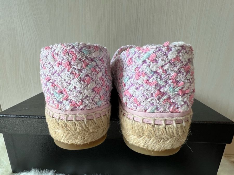 Chanel 超美毛呢 漁夫鞋 草編鞋 鉛筆鞋(全新閒置品)-4