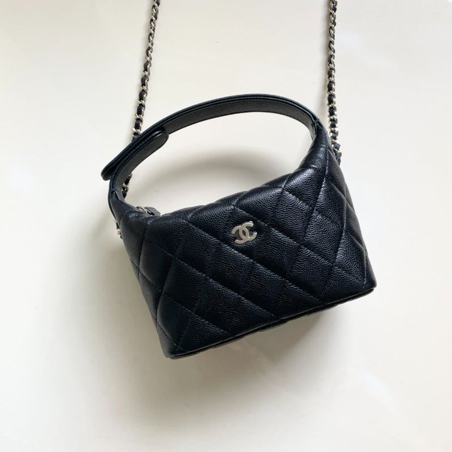 全新 CHANEL 飯盒包 黑金 荔枝牛皮 小C釦-0