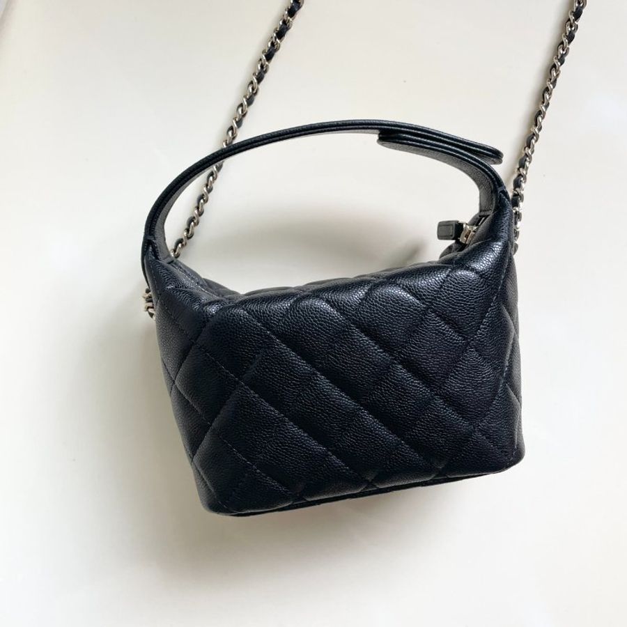全新 CHANEL 飯盒包 黑金 荔枝牛皮 小C釦-1