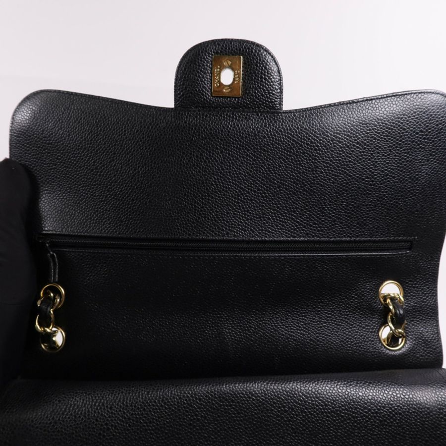 CHANEL 牛皮皮革Large Classic金扣鏈帶肩背袋-15