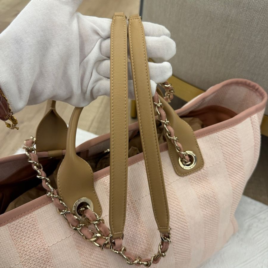 Chanel 粉色沙灘托特包 閒置新❤️-8