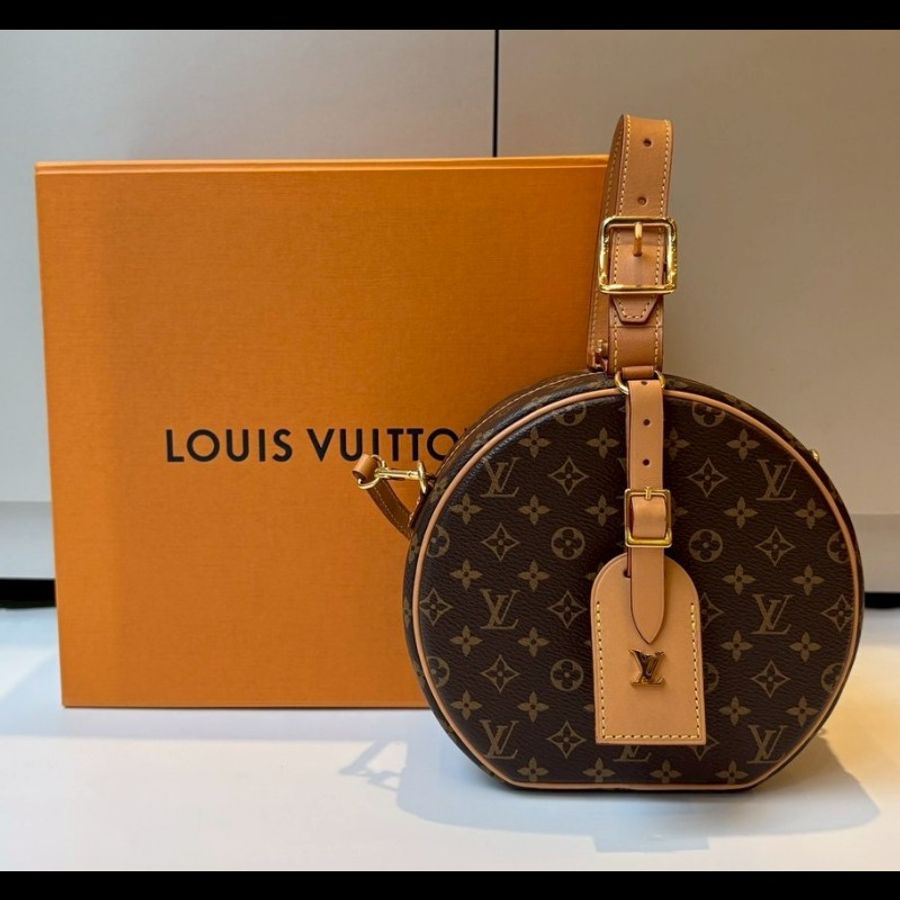 LV 老花金釦圓餅包 小帽盒包 M 43514-0