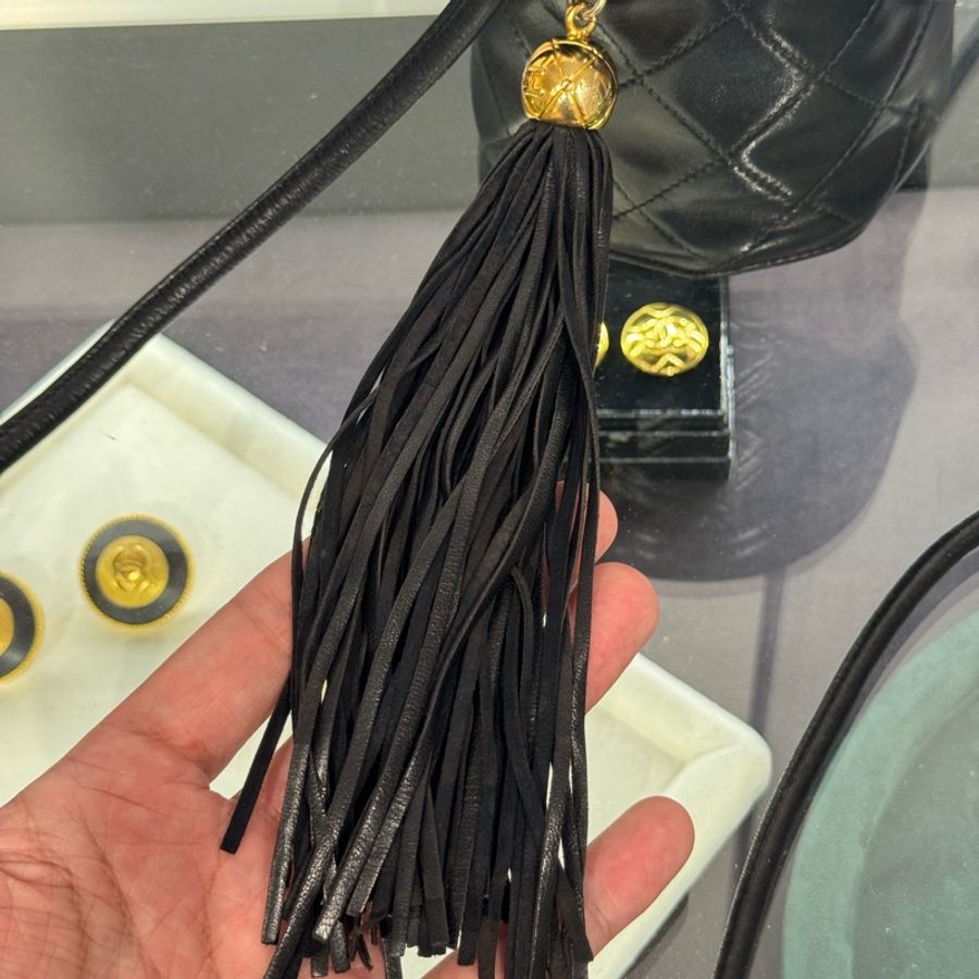CHANEL vintage 流蘇圓筒迷你化妝包 / 斜背包🖤好喜歡-2