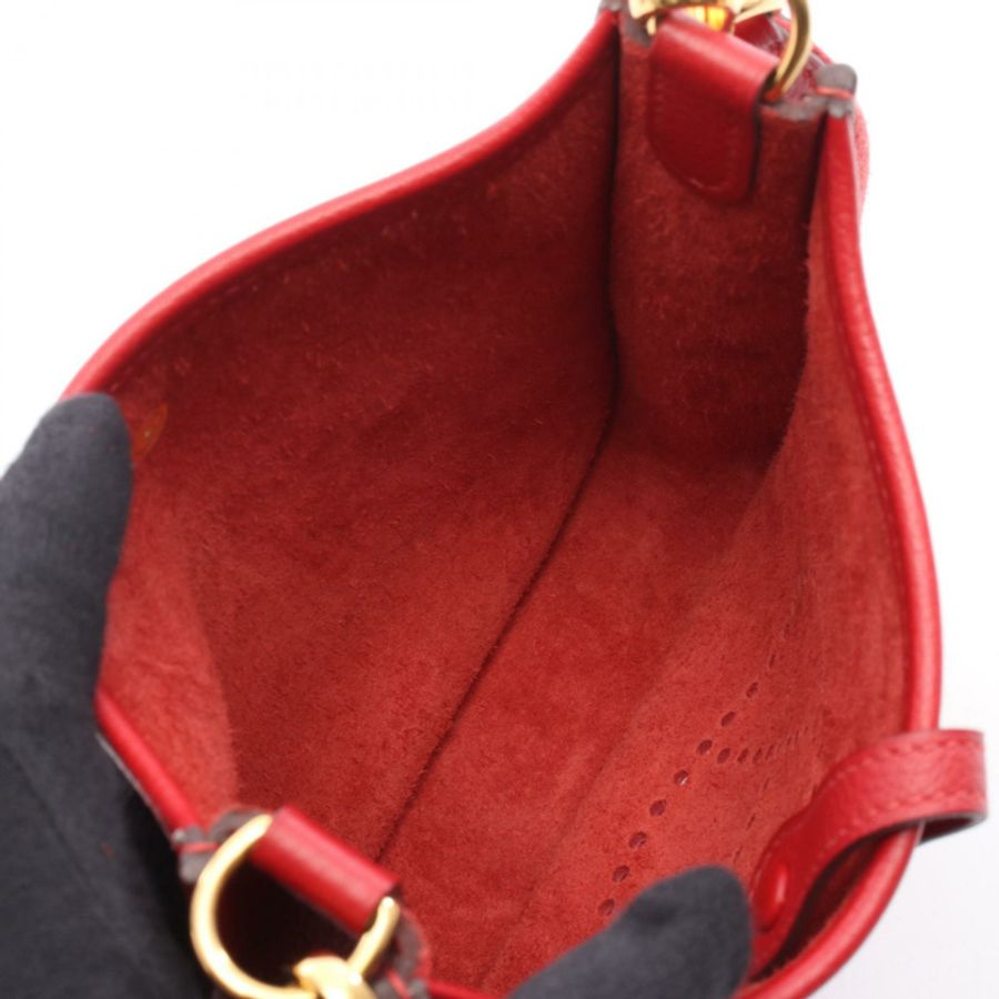 HERMES Evelyne TPM 單肩斜背包 Clemence 皮革 Rouge coeur GHW D-2
