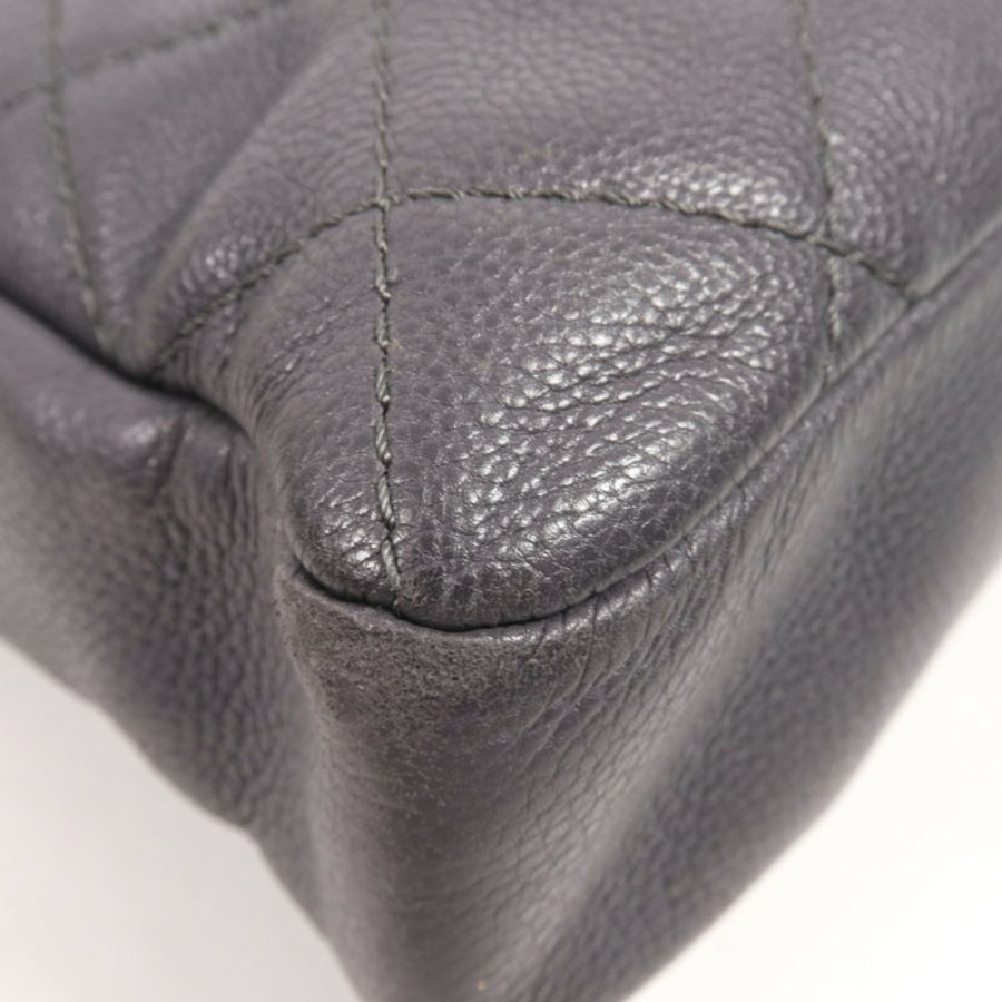 CHANEL 牛皮皮革Chain Shoulder銀扣肩背袋-8