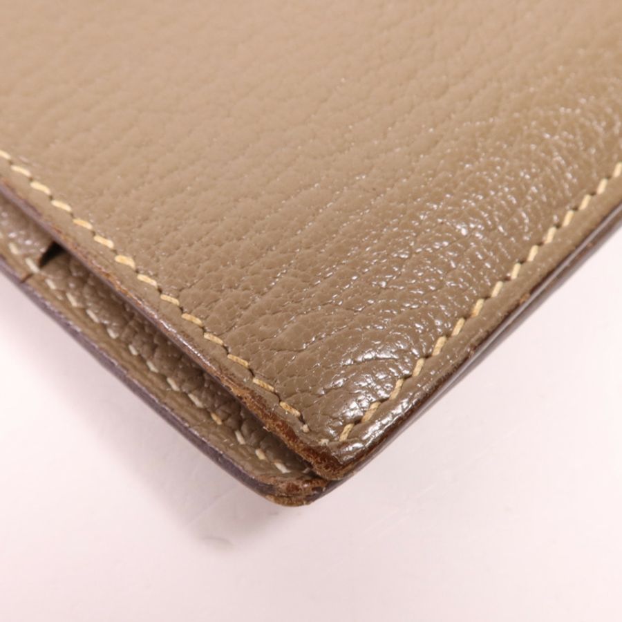 HERMES Chevre皮革Bearn Wallet金扣長錢包Etoupe-8