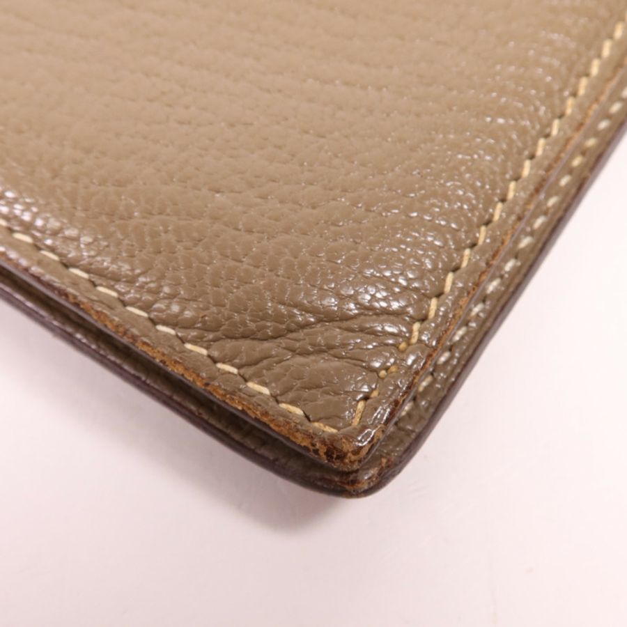 HERMES Chevre皮革Bearn Wallet金扣長錢包Etoupe-9