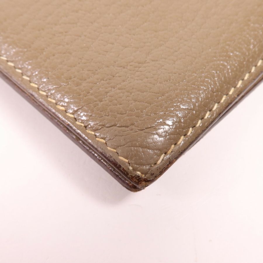 HERMES Chevre皮革Bearn Wallet金扣長錢包Etoupe-10