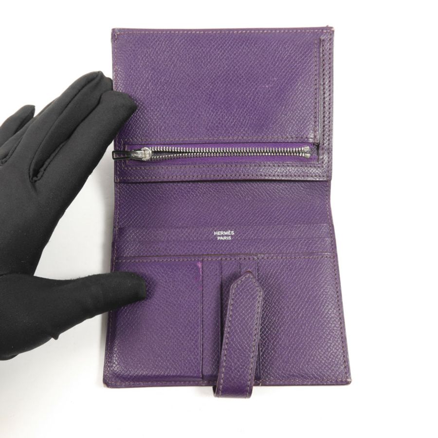 HERMES Epsom皮革Bearn Compact Wallet銀扣錢包-4