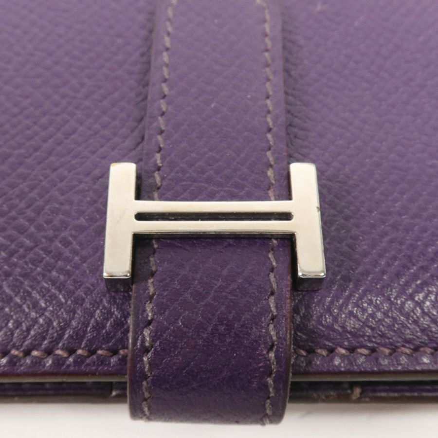HERMES Epsom皮革Bearn Compact Wallet銀扣錢包-8