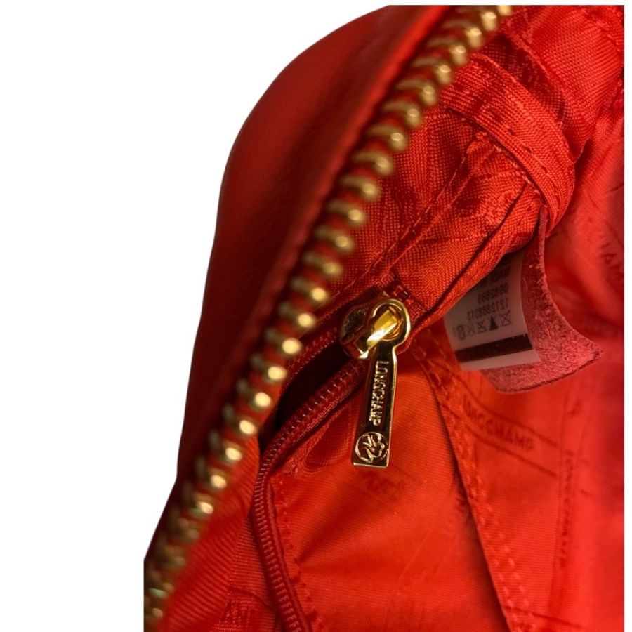 🛍️【Longchamp 橘紅真皮公事包/電腦包】型號1212888313 | 經典停產款 | 法國牛皮 | 底部擴充 | 贈毛球 | 附購證-21
