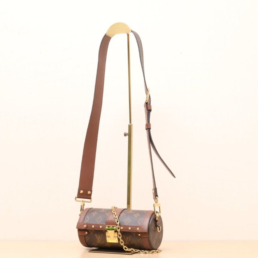LOUIS VUITTON PAPILLON巴比龍TRUNK鏈條圓桶包老花PVC晶片肩背包-2