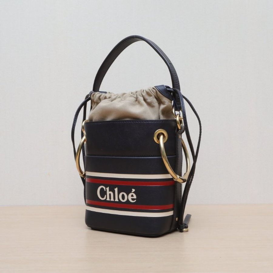 CHLOE 黑色牛皮Roy秀款水桶包單肩包肩背包-4