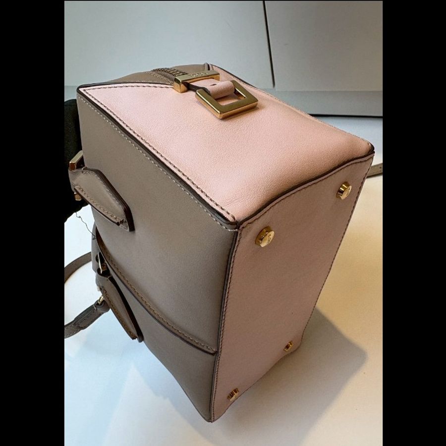 Tod's 粉+灰拼接皮革小號波士頓包 D-Cube-17