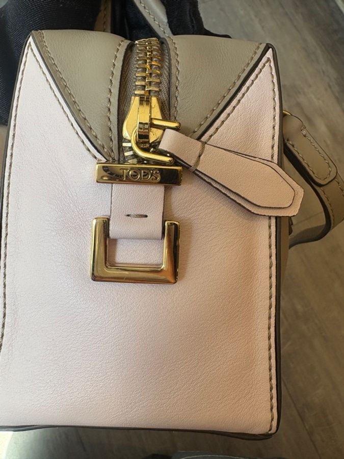 Tod's 粉+灰拼接皮革小號波士頓包 D-Cube-29