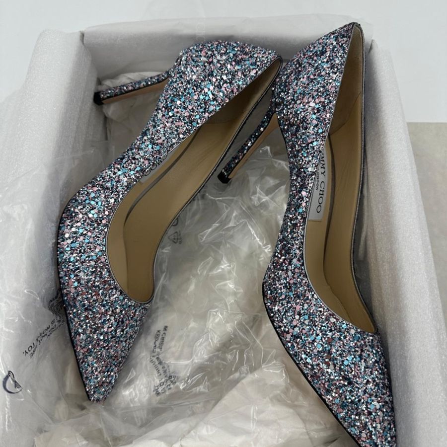 Jimmy Choo Romy Light Blue Multicolour Glitter Pumps Size 38.5-2