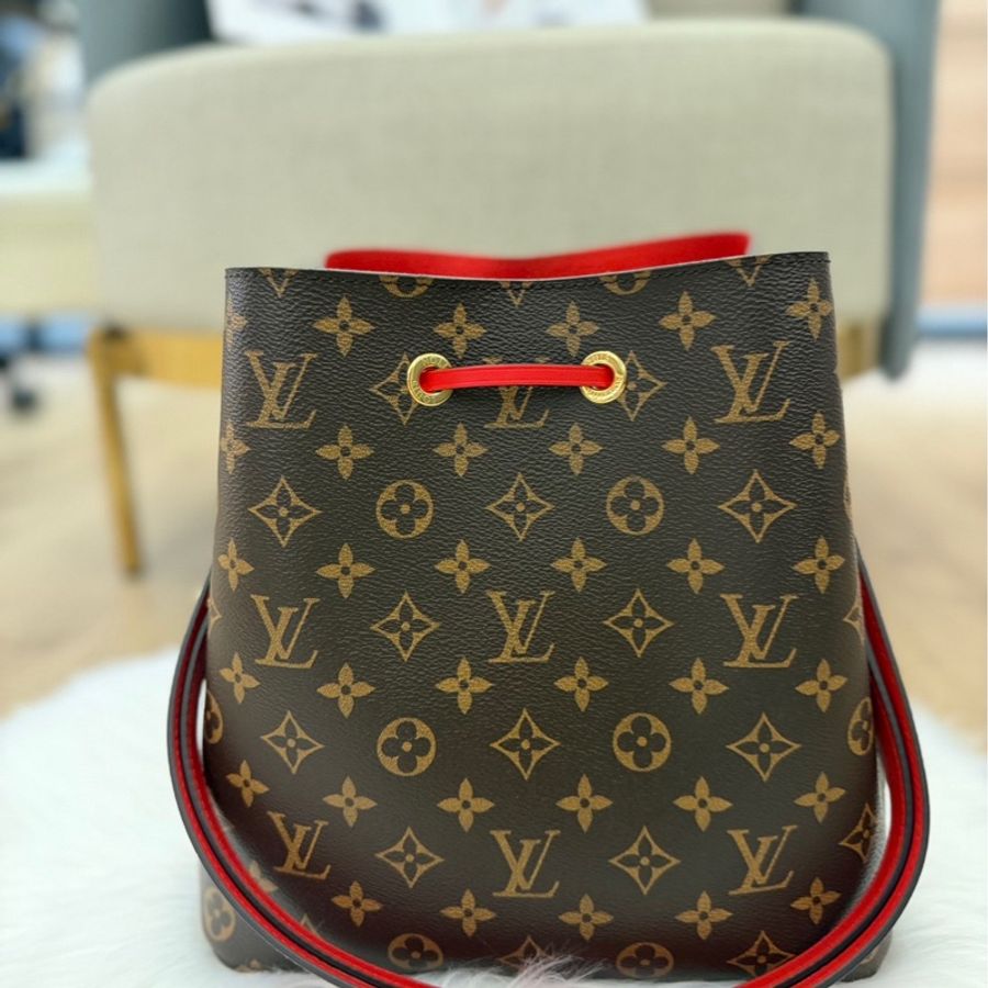 LV NeoNoe MM 老花紅水桶包-1