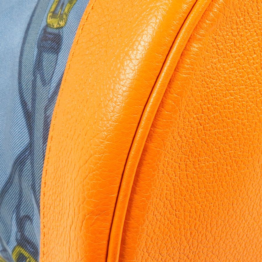 HERMES 絲質/牛皮皮革Soie Cool Backpack銀扣背包-6
