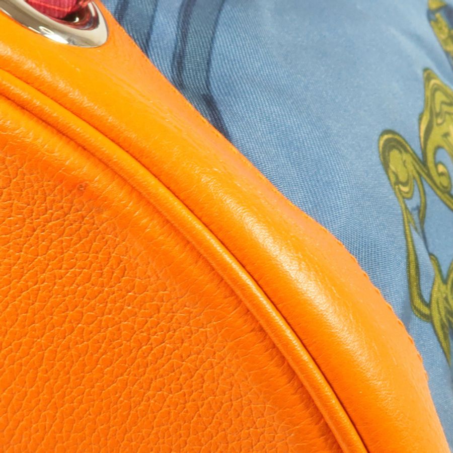 HERMES 絲質/牛皮皮革Soie Cool Backpack銀扣背包-7