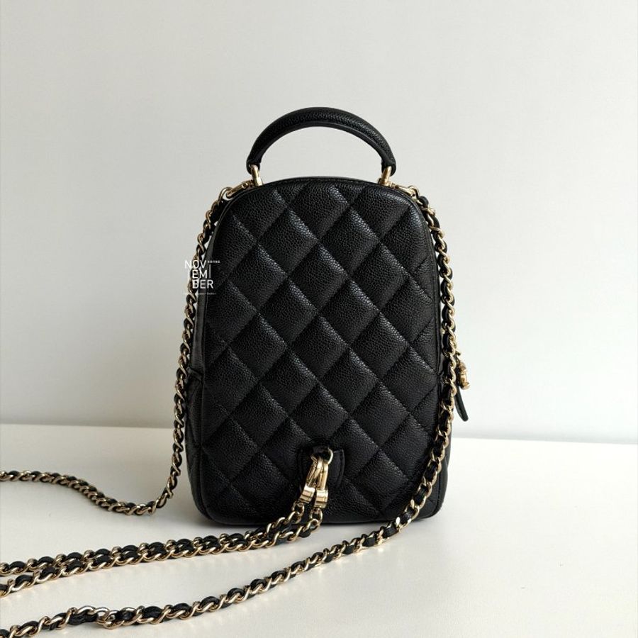 閒置新✨ Chanel 香奈兒 荔枝皮小書包黑色金釦-6