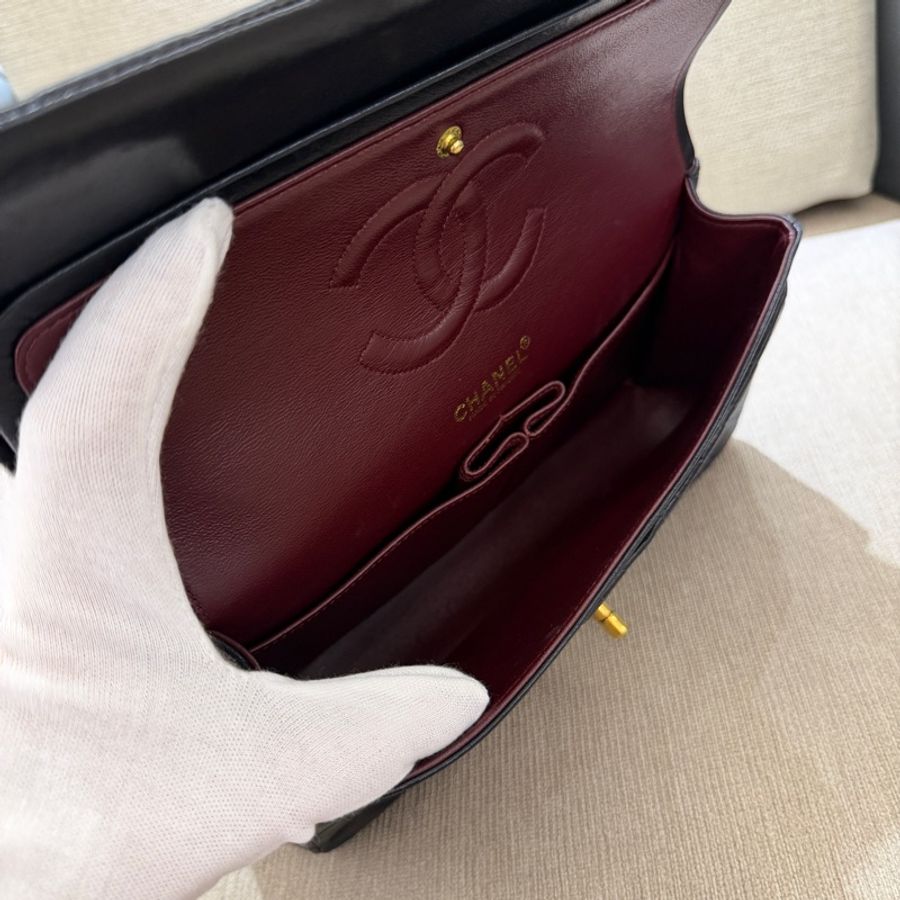 Chanel 小羊皮黑金CF25鏈條包-17