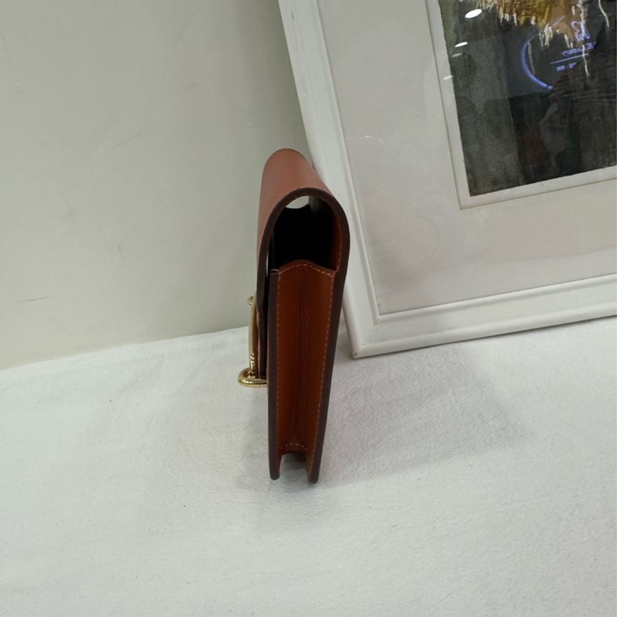 Hermes愛馬仕Roulis Slim短豬鼻子皮夾 南瓜色 Z刻-4