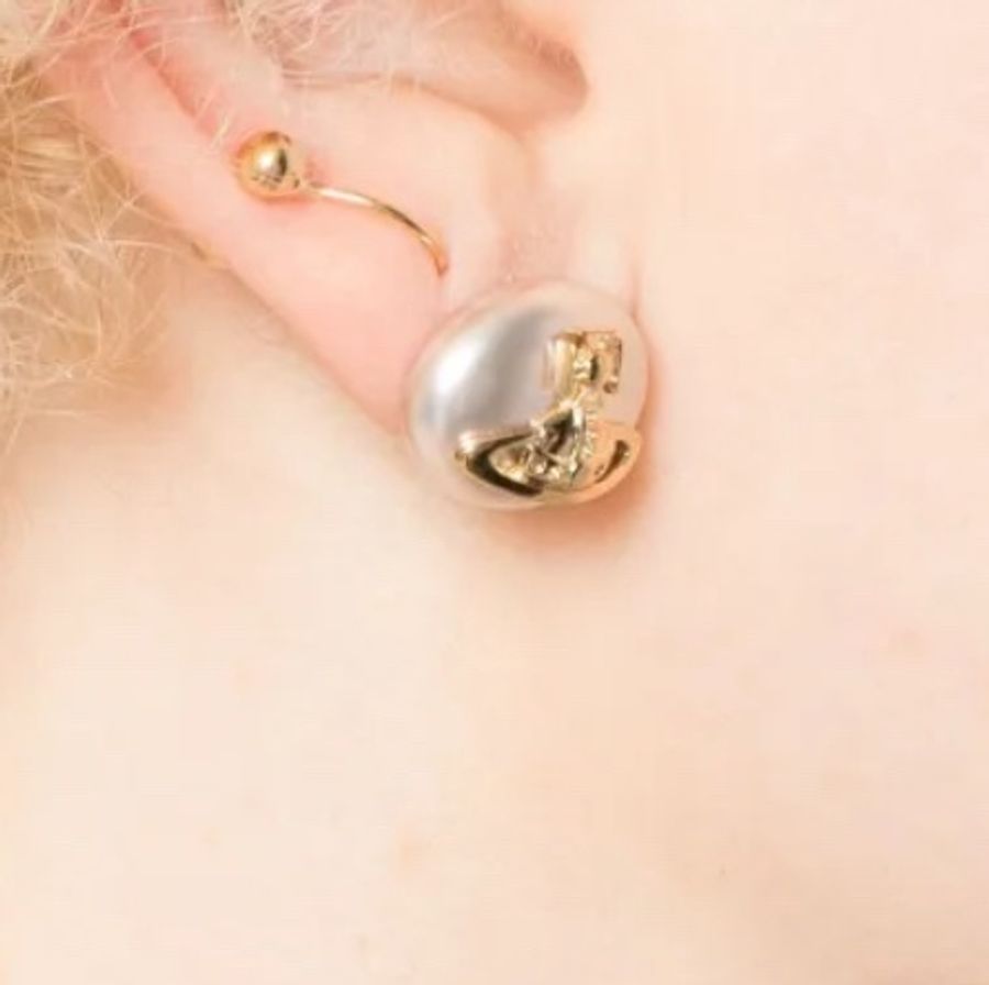 VIVIENNE WESTWOOD Lavinia Faux Pearl-Embellished Stud 珍珠耳環-1