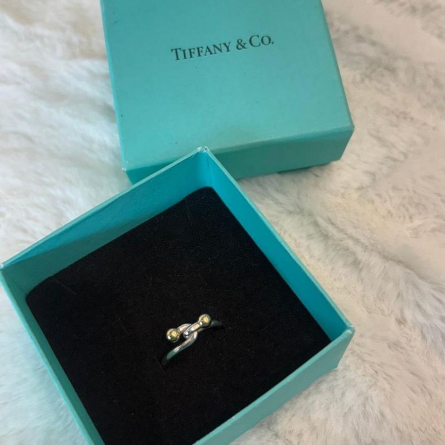*SHIHNA名牌精品* Tiffany&Co. 18K金 珠扣925純銀線圈戒指-2