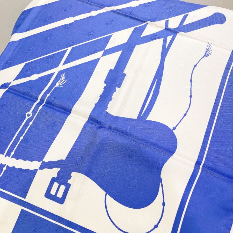 TW4553 Hermes 愛馬仕 方巾Clic Clac Scarf 90 x 90cm Slik Blue x White-4