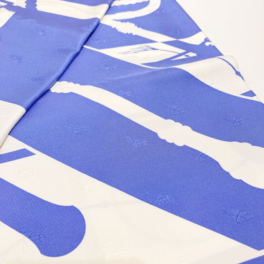 TW4553 Hermes 愛馬仕 方巾Clic Clac Scarf 90 x 90cm Slik Blue x White-6
