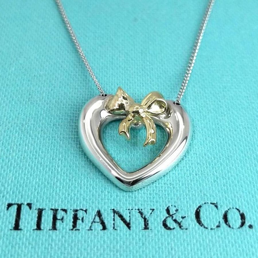 🌷Tiffany&Co. 蝴蝶結愛心項鍊S925銀|經典花紋✦fufu style 精品✦ 氣質款|-1