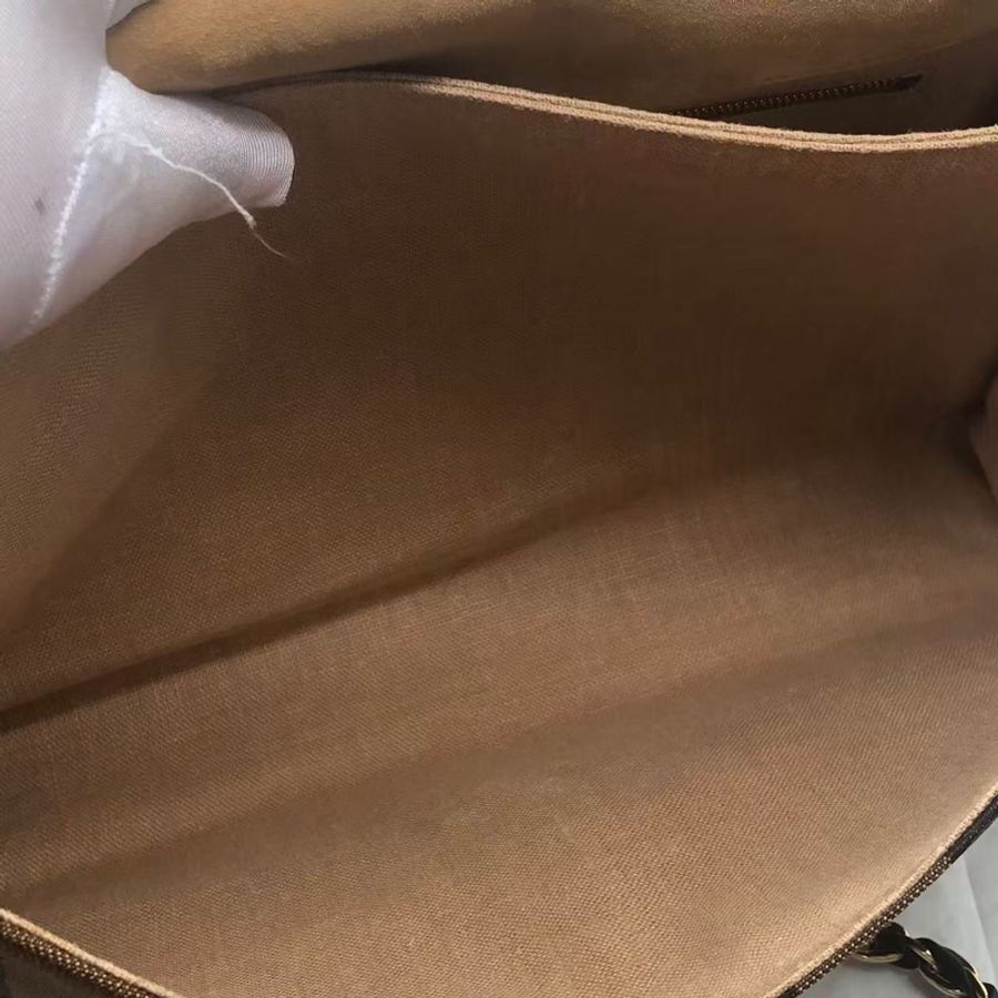 Fendi Tobacco Pequin Claudia Large Bag Fendi/芬迪胡桃木竪條翻蓋單肩,沒有附件-3