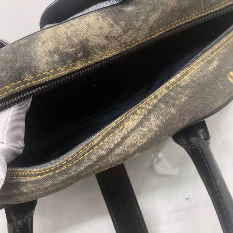 二手DIOR 迪奧 中古牛仔丹寧 保齡球 手提包 徽章款-21